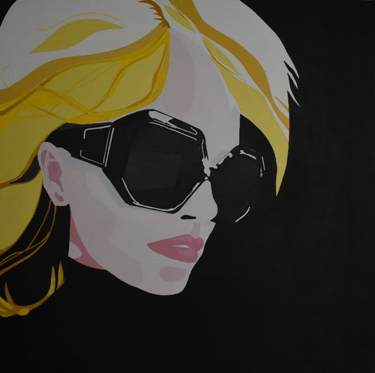 Through Dark Lenses' 2025 acrylic on canvas 100 x 100cms (39 x 39 inches)