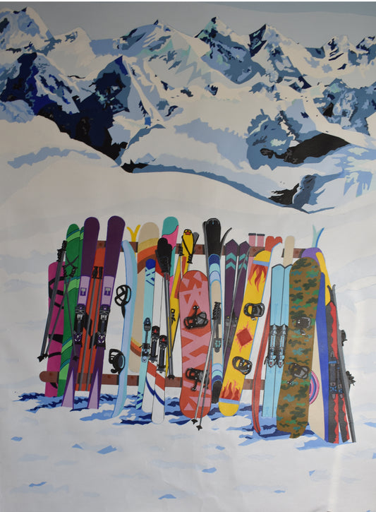'Apres Ski' 2025 acrylic on canvas 120 x 100cms (39'' x 47'')