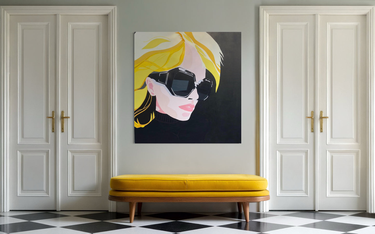 Through Dark Lenses' 2025 acrylic on canvas 100 x 100cms (39 x 39 inches)