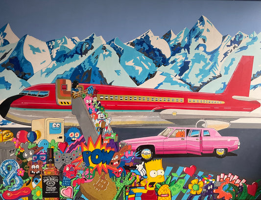 'Stairway to Heaven' 2023 acrylic, spray and Posca on canvas