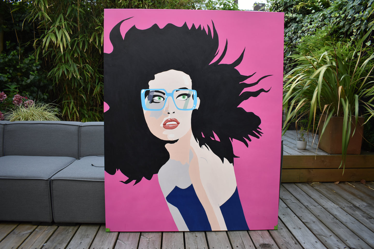 "Framed in Blue" 2025 acrylic on canvas 1.54 metres x 1.23 metres 5.05 ft x 4.03 ft