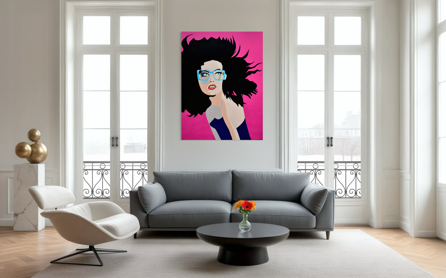 "Framed in Blue" 2025 acrylic on canvas 1.54 metres x 1.23 metres 5.05 ft x 4.03 ft