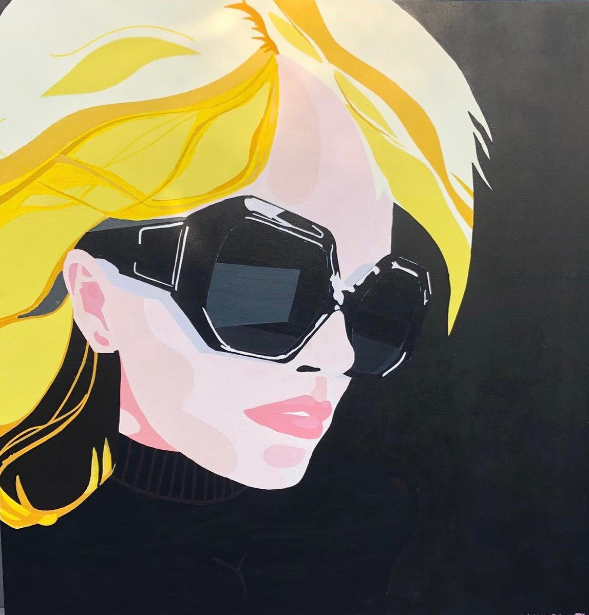 Through Dark Lenses' 2025 acrylic on canvas 100 x 100cms (39 x 39 inches)