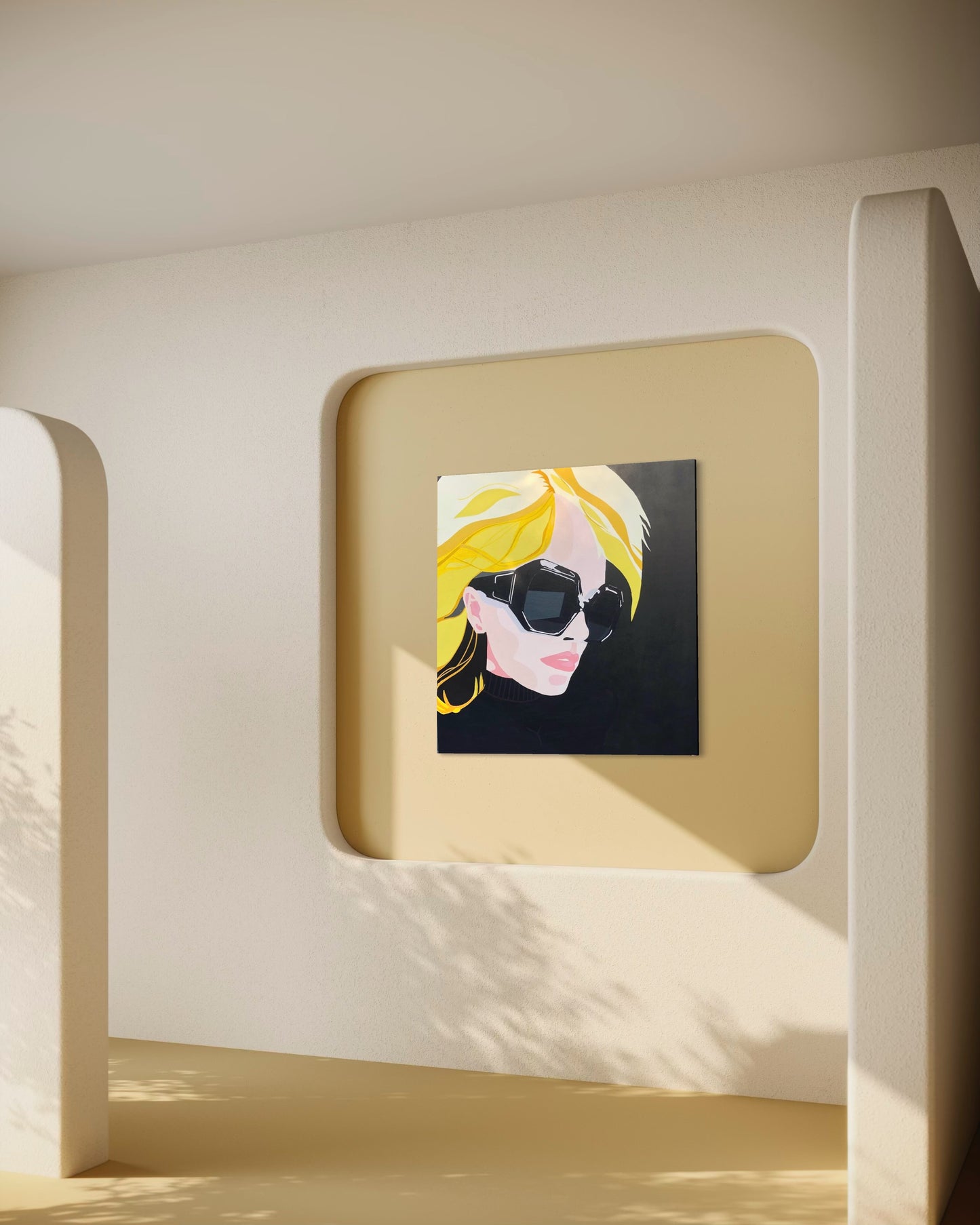 Through Dark Lenses' 2025 acrylic on canvas 100 x 100cms (39 x 39 inches)