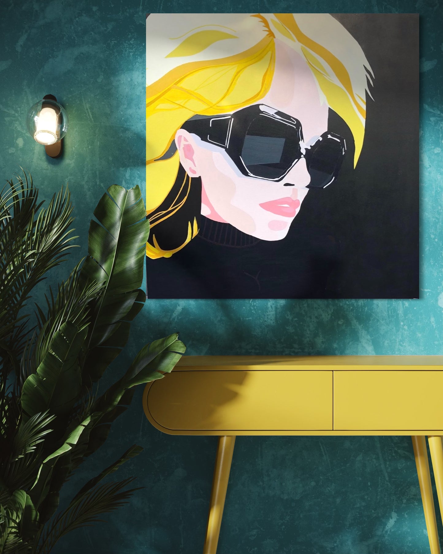 Through Dark Lenses' 2025 acrylic on canvas 100 x 100cms (39 x 39 inches)