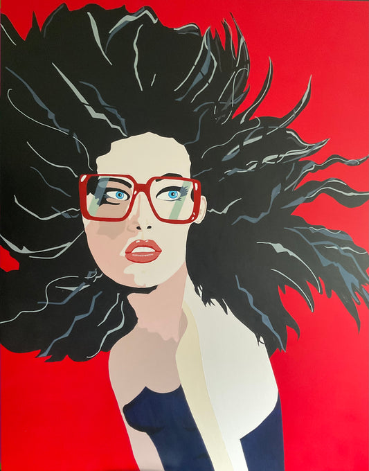 "Framed in Red" 2025 acrylic on canvas 1.54 metres x 1.23 metres 5.05 ft x 4.03 ft&nbsp;