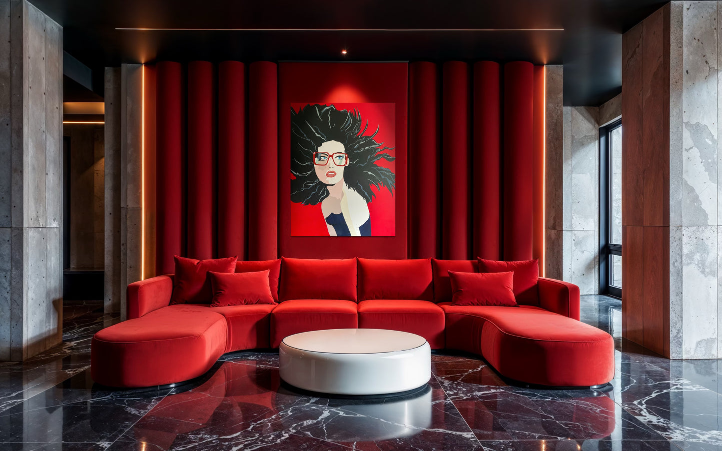 "Framed in Red" 2025 acrylic on canvas 1.54 metres x 1.23 metres 5.05 ft x 4.03 ft&nbsp;