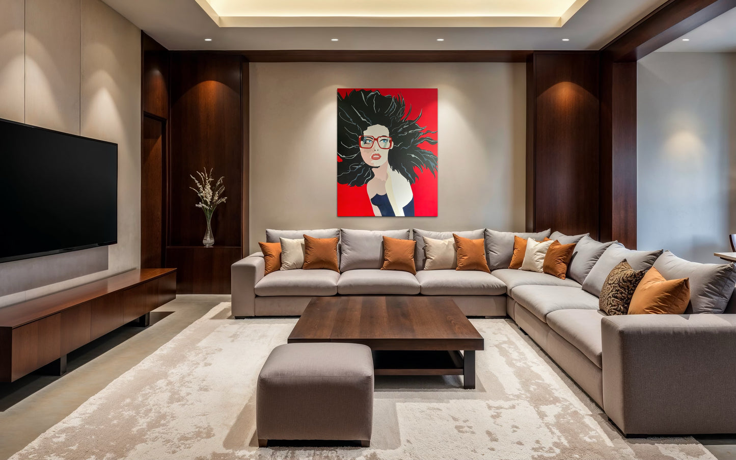 "Framed in Red" 2025 acrylic on canvas 1.54 metres x 1.23 metres 5.05 ft x 4.03 ft&nbsp;