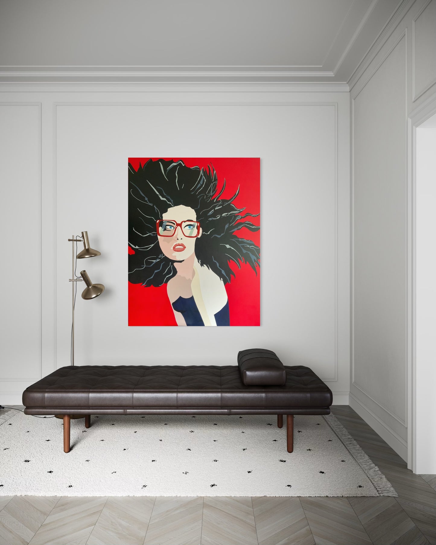 "Framed in Red" 2025 acrylic on canvas 1.54 metres x 1.23 metres 5.05 ft x 4.03 ft&nbsp;