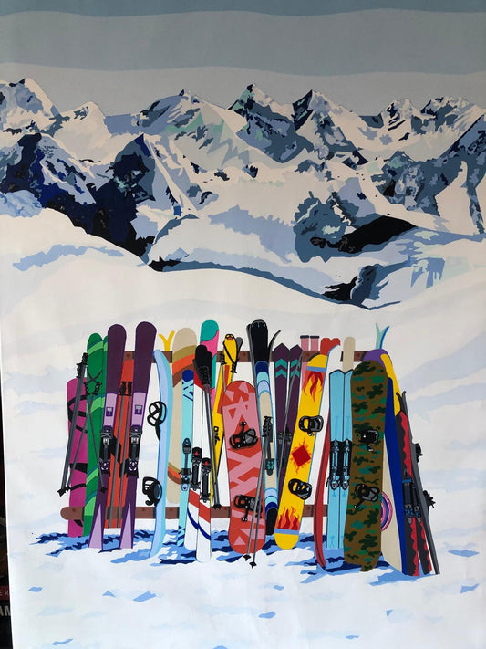 'Apres Ski' 2025 acrylic on canvas 120 x 100cms (39'' x 47'')