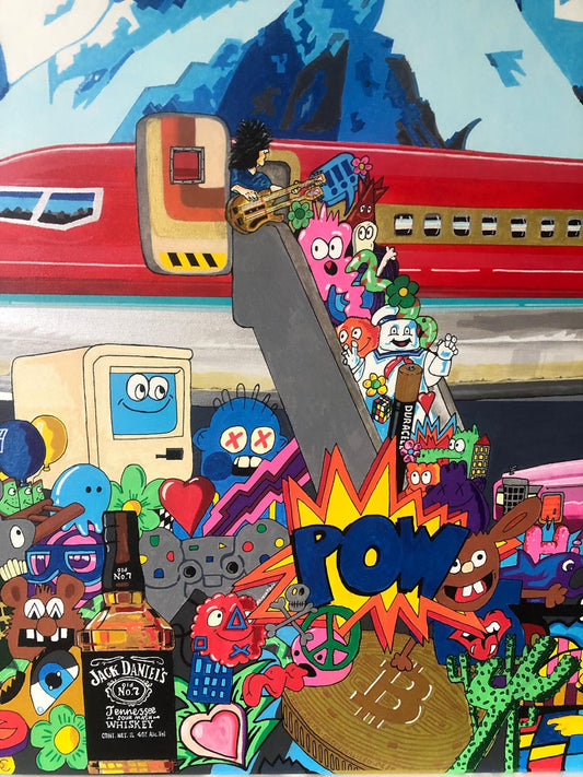 'Stairway to Heaven' 2023  acrylic, spray and Posca on canvas