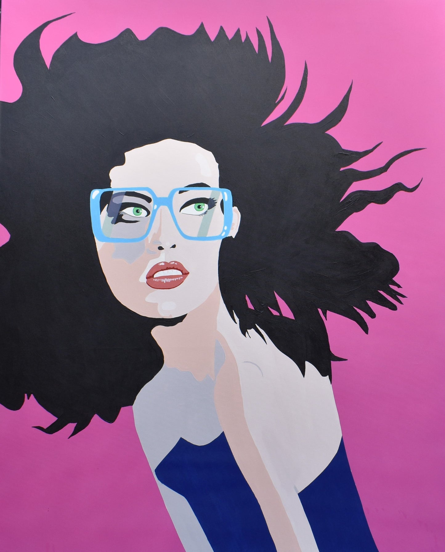 "Framed in Blue" 2025 acrylic on canvas 1.54 metres x 1.23 metres 5.05 ft x 4.03 ft